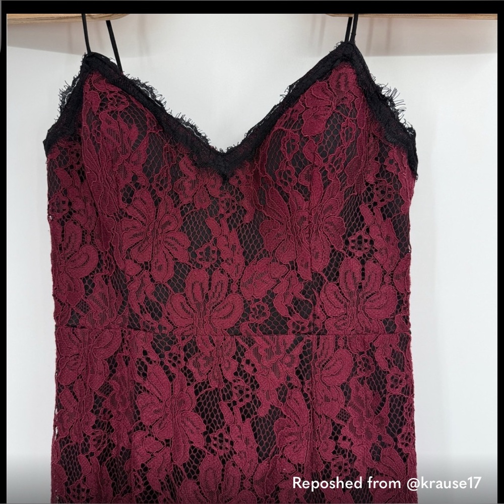 Xscape Womens‎ Red Black Lace Maxi spaghetti strap Evening Dress Gown Sz 12